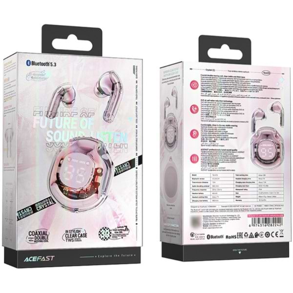 Фото - Наушники вкладыши беспроводные TWS AceFast T8 lotus pink (6974316282242)