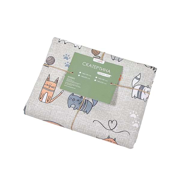 Фото - Скатерть прямоугольная Home Line Полупанама кот на кухне бежевый 150Х150 (175274)