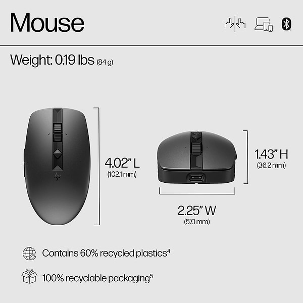 Фото - Мышь беспроводная HP 710 Rechargeable Silent USB-A/WL/BT (6E6F2AA)