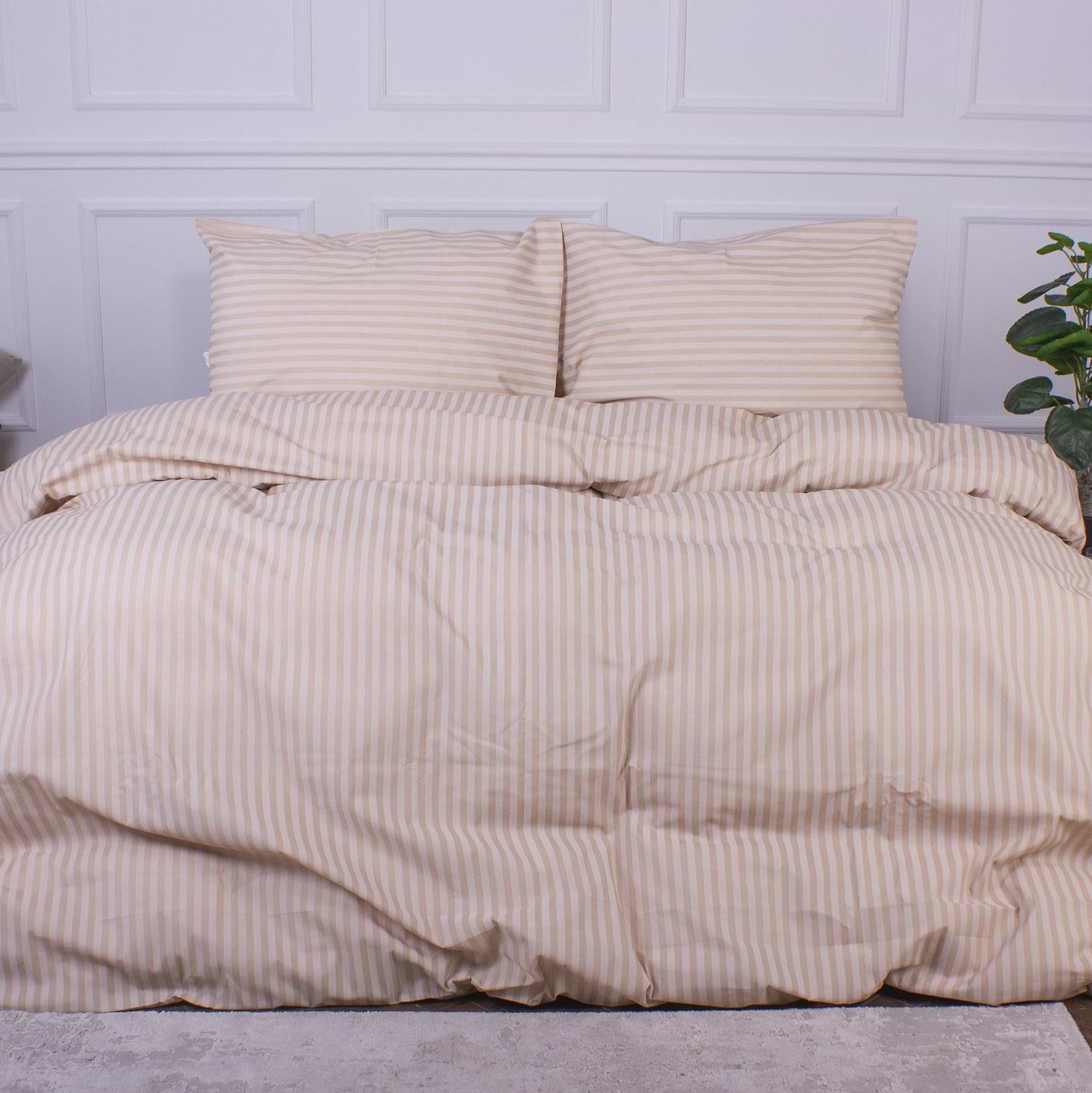 Комплект постільної білизни MirSon 175x210 см Ranforce Elite 17-0602 Stripe Creamy Ранфорс (2200008050603)