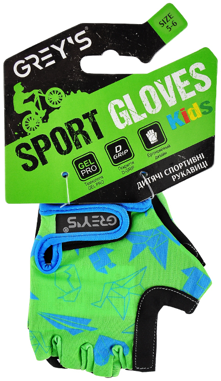 Велоруковицы детские Grey's Зеленый/Черный размер 5-6 (GR18711)