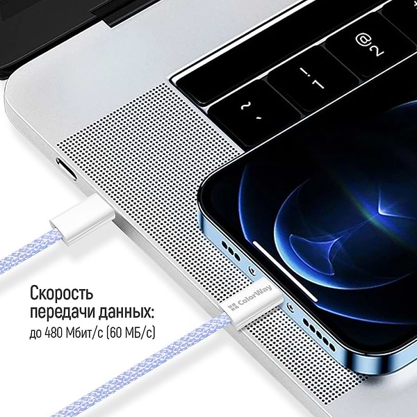 Фото - Кабель синхронизации данных Colorway Type-C - Apple Lightning (PD Fast Charging 27W) 1м фиолетовый (CW-CBPDCL061-PU)
