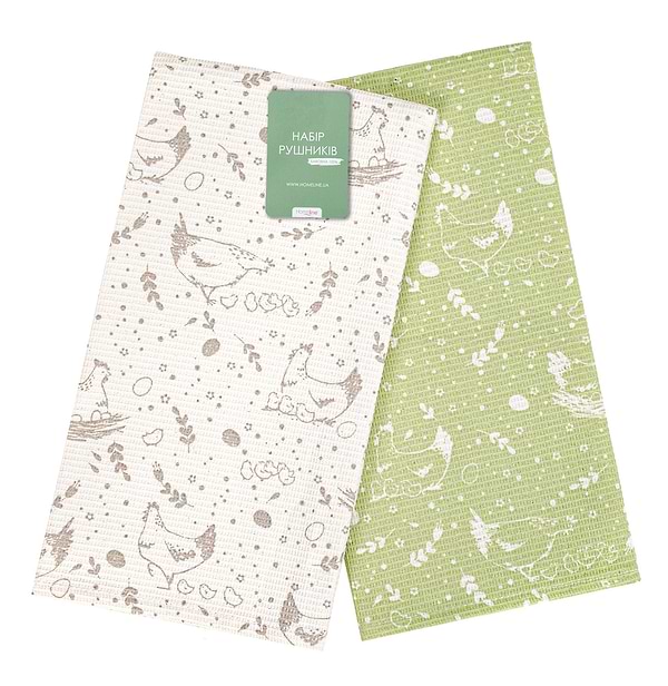 Фото - Набор полотенец Home Line 45Х60 курочки светло коричневые/светло зеленые 2 шт. (181430)