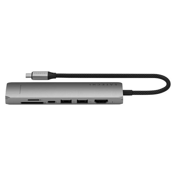 Фото - Хаб USB Satechi 7-in-1 USB-C Slim Multiport Adapter 4K with Ethernet Space Grey (ST-P7SM)