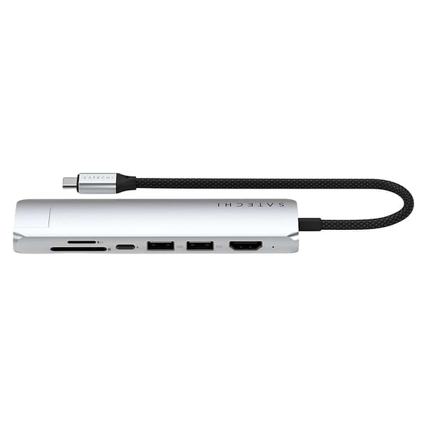 Фото - Хаб USB Satechi 7-in-1 USB-C Slim Multiport Adapter 4K with Ethernet Silver (ST-P7SS)