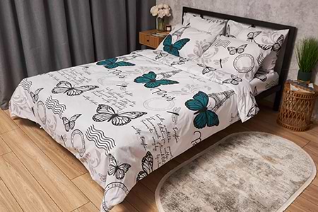 Пододеяльник двуспальный евро Moon&Star Бязь Gold Люкс Green Butterflies King Size 220x240 см (MS-870000404)