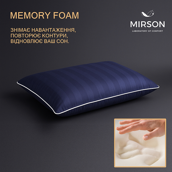 Фото - Подушка ортопедична MirSon №7025 Elite Noble stripe Blue sea MEN 590х430х120