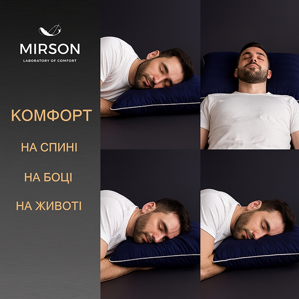 Фото - Подушка ортопедична MirSon №7025 Elite Noble stripe Blue sea MEN 590х430х120