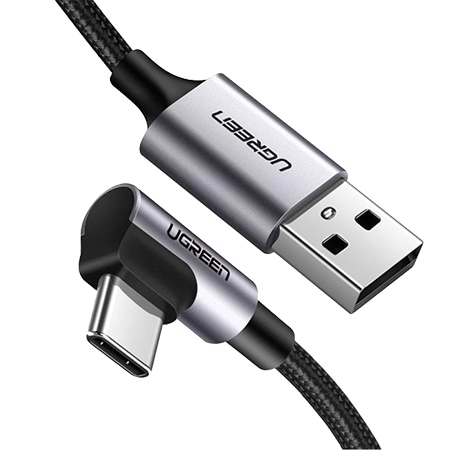 Кабель синхронізації даних UGREEN US284 USB 2.0 to Angled USB Type-C 3m Black (70255)