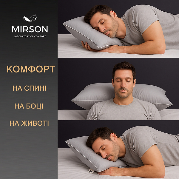 Фото - Подушка ортопедическая MirSon №7028 Elite Delicate satin Skyline MEN 590х430х120