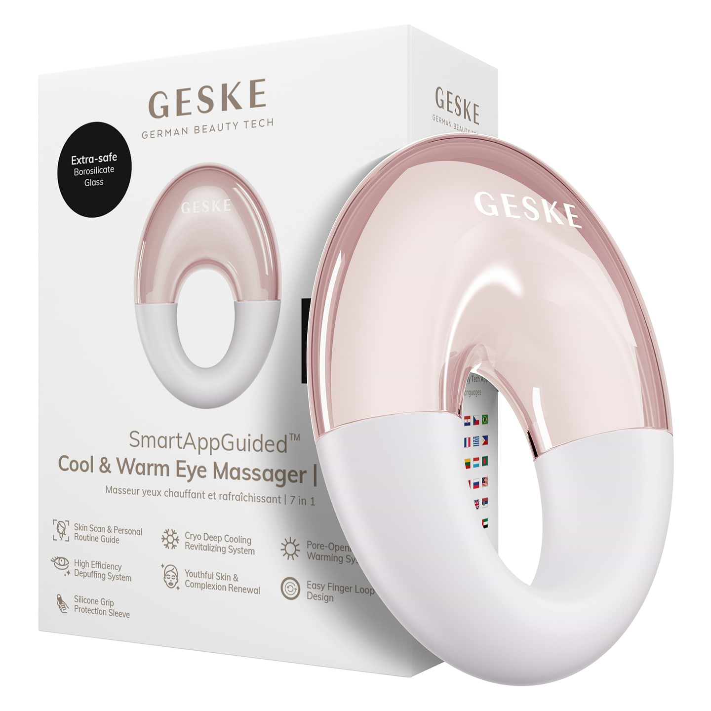 Массажер для глаз GESKE Cool & Warm Eye Massager 7 в 1 пудровый( GK000702SL01)