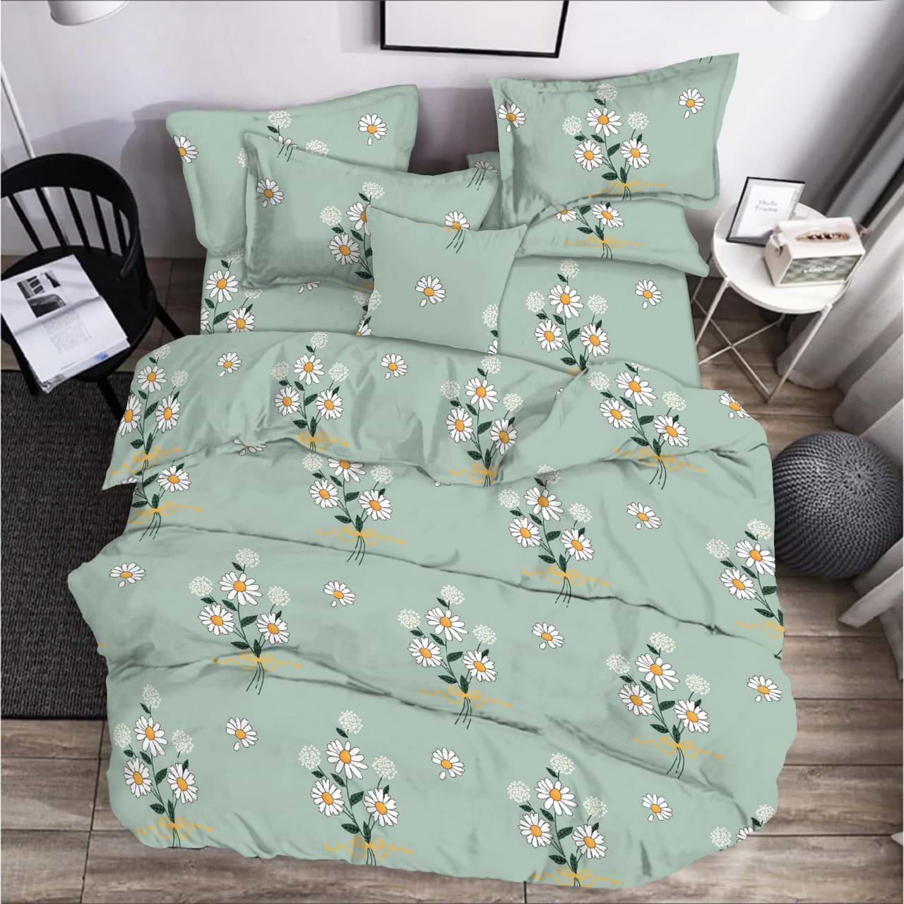 Комплект постельного белья Zastelli Chamomile on Green бязь 175х210 зеленый (19352)