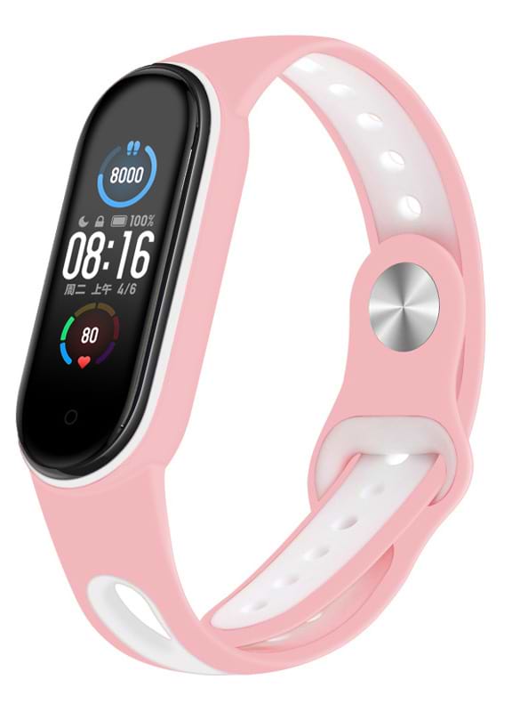 Ремінець для фітнес-браслету BeCover Sport Style for Xiaomi Mi Smart Band 5 Pink-White (705173)