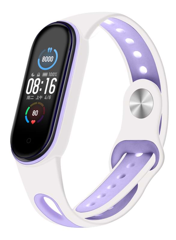 Ремінець для фітнес-браслету BeCover Sport Style for Xiaomi Mi Smart Band 5 White-Purple (705175)