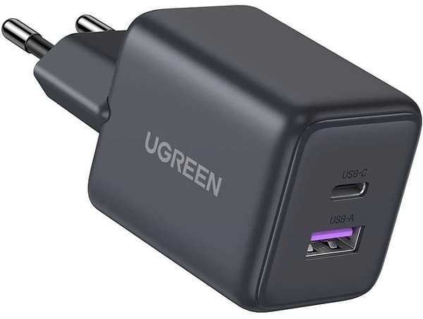 Фото - Мережевий зарядний пристрій UGREEN 2xUSB 30W USB-A + USB-C X516 Gan Gray (55539)