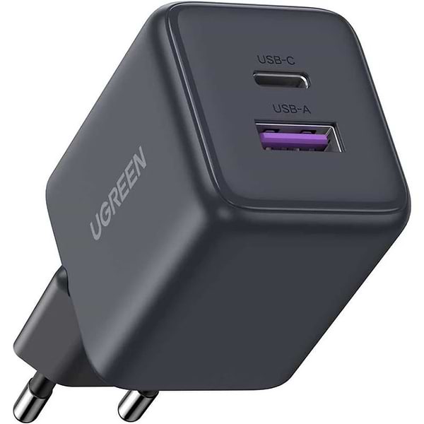 Фото - Мережевий зарядний пристрій UGREEN 2xUSB 30W USB-A + USB-C X516 Gan Gray (55539)