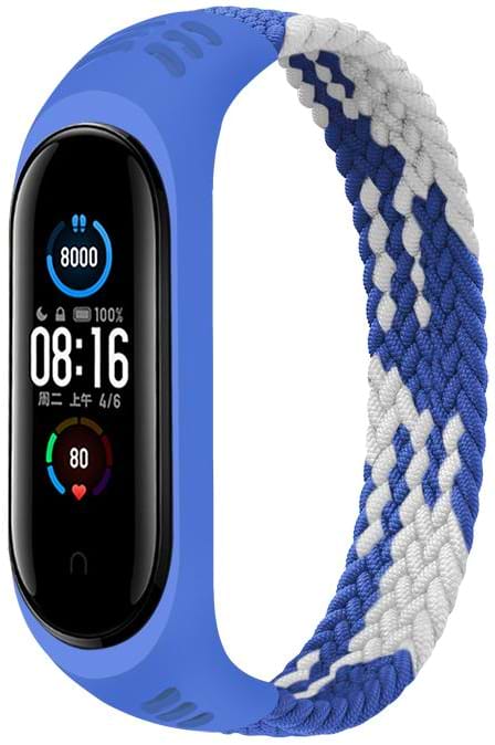 Фото - Ремінець для фітнес-браслету BeCover Elastic Nylon Style for Xiaomi Mi Smart Band 5/Mi Smart Band 6 Size M Blue/White (706151)