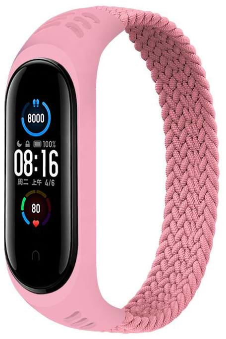 Ремешок для фитнес-браслета BeCover Elastic Nylon Style for Xiaomi Mi Smart Band 5/Mi Smart Band 6 Size S Pink (706141)
