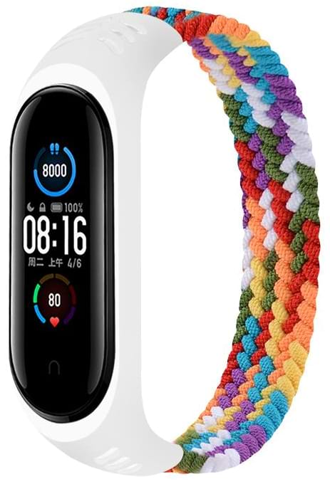 Ремешок для фитнес-браслета BeCover Elastic Nylon Style for Xiaomi Mi Smart Band 5/Mi Smart Band 6 Size S Rainbow (706143)