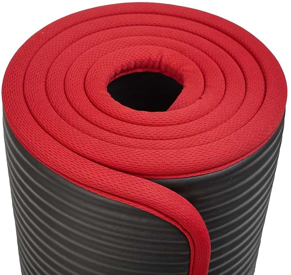 Фото - Коврик для йоги и фитнеса TECOFIT NBR с отделкой края тканью 183x61x1 см Black-Red + чехол-сумка в подарок (TOP18124795)