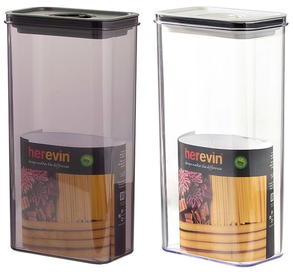 Фото - Ємність для сипучих Herevin Canister-Vacuum Lid-White-Black 3 л (161194-000)