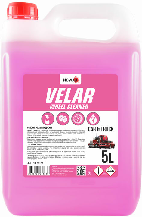 Фото - Очисник для авто NOWAX дисків VELAR WHELL CLEANER 5 л (NX05151)