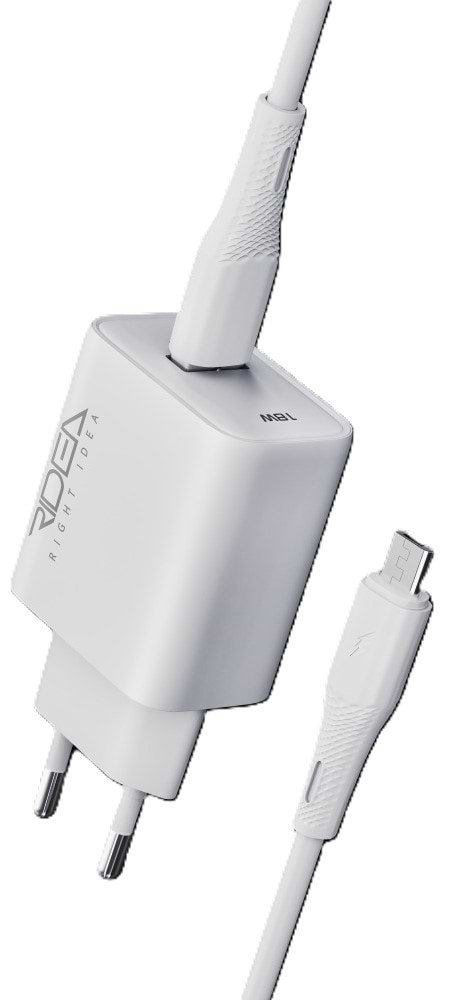 Мережевий зарядний пристрій Ridea Rapid 1USB QC 18W+Micro White (RW-18123)