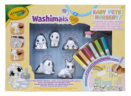 Набір для декупажу та розпису Crayola Washimals Домашні тваринки з фломастерами 5 шт. (74-7516) - Фото 1