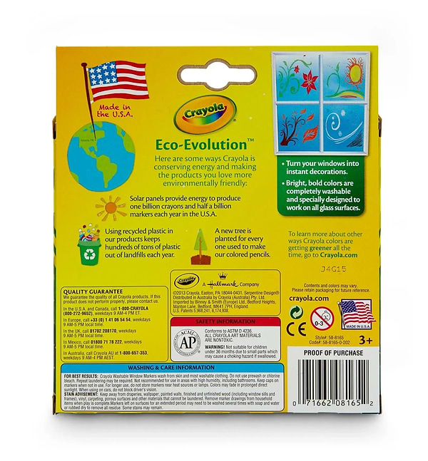 Фото - Фломастеры Crayola для рисования на стекле (washable), 8 шт. (58-8165)