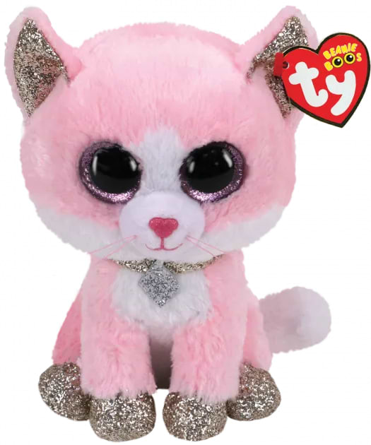 Мягкая игрушка глазастик TY Beanie Boo's Розовый котенок "FIONA" 15см (36366 )