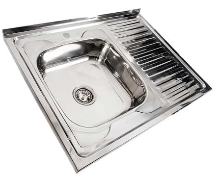 Мойка кухонная+смеситель VALESO 8060L полировка 07/160+FC-1 с выдвижной воронкой