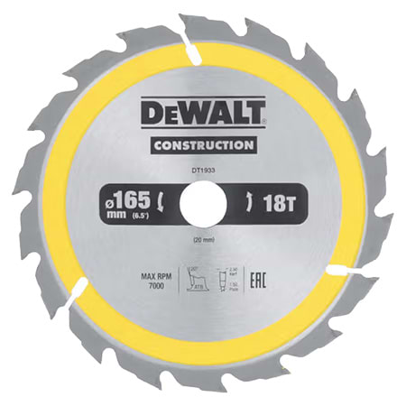 Круг отрезной по дереву DeWALT СONSTRUCTION 165х20 мм (DT1933)