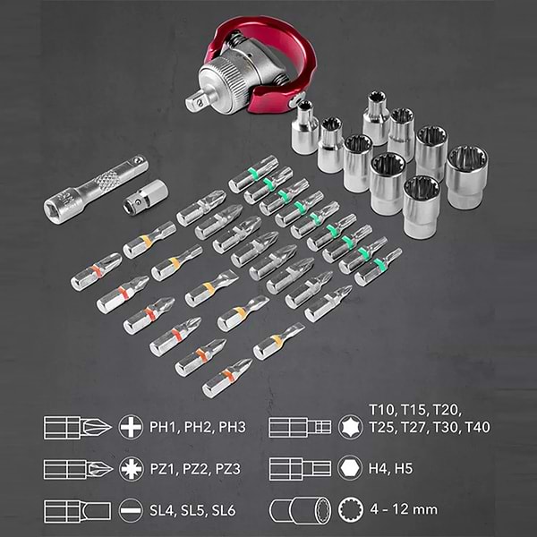 Фото - Викрутка зі змінними бітами Trotec 40 шт. Bit and Socket Wrench Set (6200001005)
