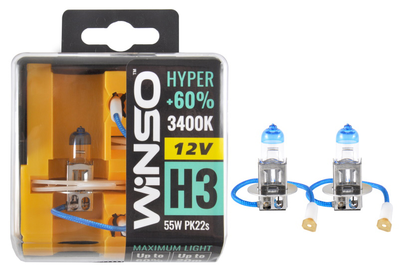 Автолампа Winso 12V H3 HYPER +60% 55W PK22s SET (712330)