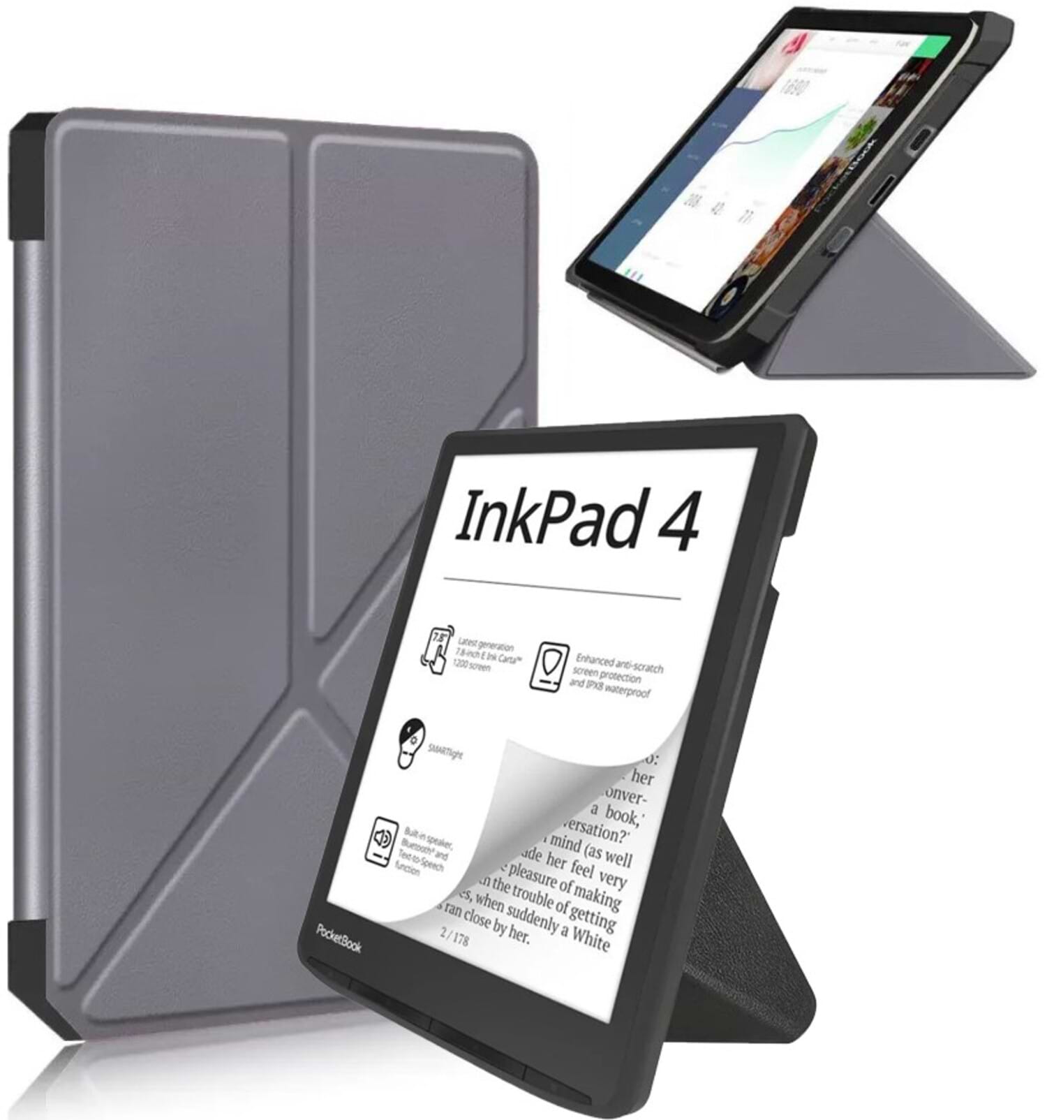 Чехол для электронной книги BeCover Ultra Slim Origami for PocketBook 743G InkPad 4/InkPad Color 2/InkPad Color 3 (7.8") Gray (713087) - Фото 1