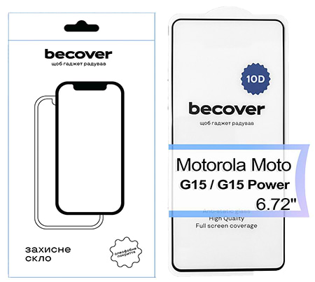 Защитное стекло для смартфона BeCover for Motorola Moto G15 / G15 Power 10D Black (713574)