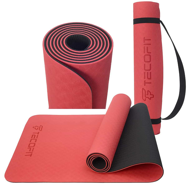 Фото - Коврик для йоги и фитнеса TECOFIT Dual Color TPE Mat 183х61х0.6 см Red/Black (TOP18013825/2)