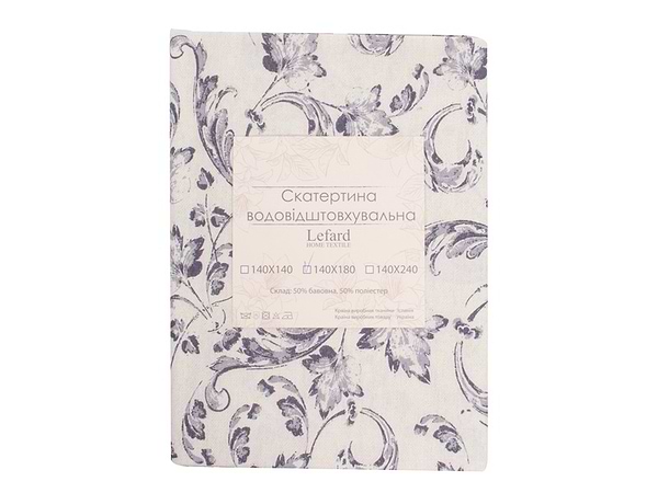 Фото - Скатертина прямокутна Lefard водовідштовхувальна Ornamental сірий 140х180 см (715-383)