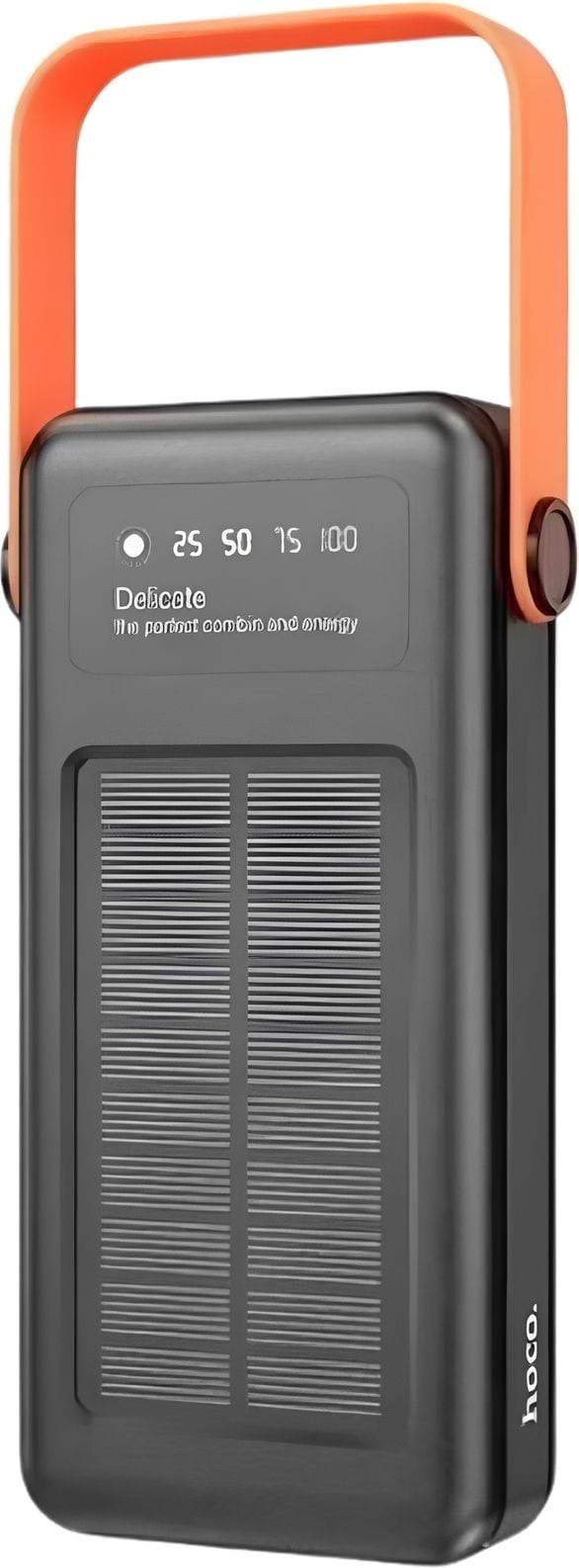 Батарея мобильная HOCO DB33 Plus Rising 22,5 Вт + PD 20 Вт с солнечной панелью + встроенные кабели 30 000 мАч Black (715033)