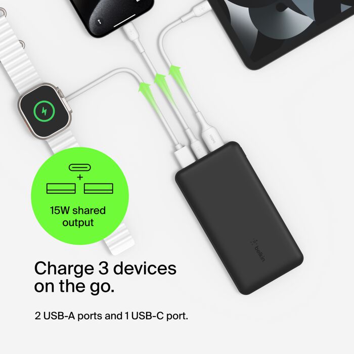 Фото - Уцінка - Батарея мобільна Belkin 20000mAh 15W Dual USB-A USB-C Black (BPB012BTBK)