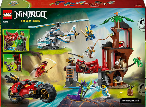 Фото - Конструктор LEGO Ninjago Автомобильная битва ниндзя у домика на дереве (71857)