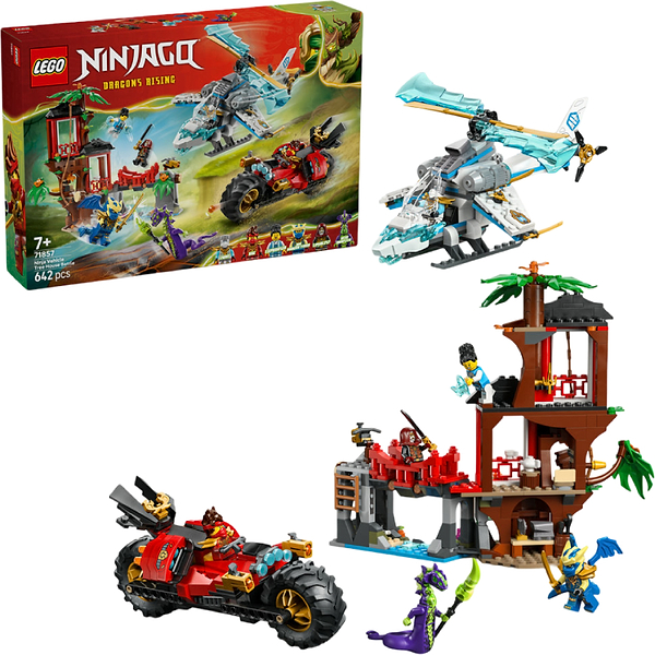 Фото - Конструктор LEGO Ninjago Автомобильная битва ниндзя у домика на дереве (71857)