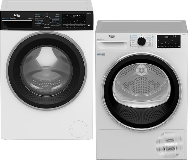 Фото - Комплект техники Beko Стиральная машина с фронтальной загрузкой + Сушильная машина Beko B5WFU69415WPBB + B5T69233