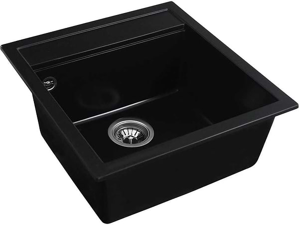 Фото - Мийка кухонна+змішувач VALESO 5149 чорна +сифон 1041 +BG77 чорний