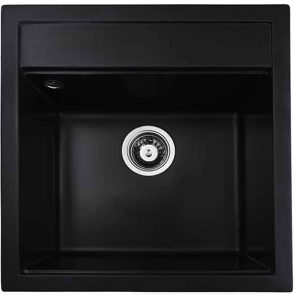 Фото - Мийка кухонна+змішувач VALESO 5149 чорна +сифон 1041 +BG77 чорний