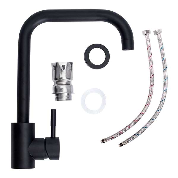 Фото - Мийка кухонна+змішувач VALESO 5149 чорна +сифон 1041 +BG77 чорний