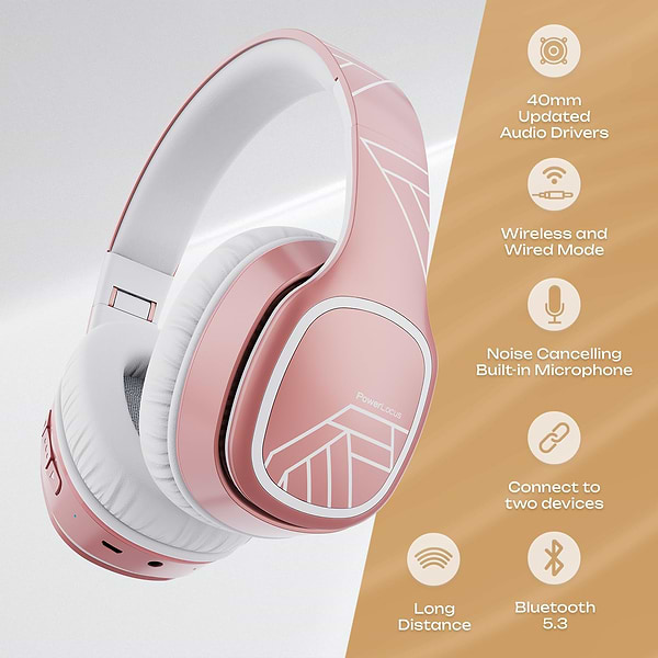 Фото - Навушники повнорозмірні бездротові PowerLocus P7 Rose Gold (pwl-p7-rosegold)