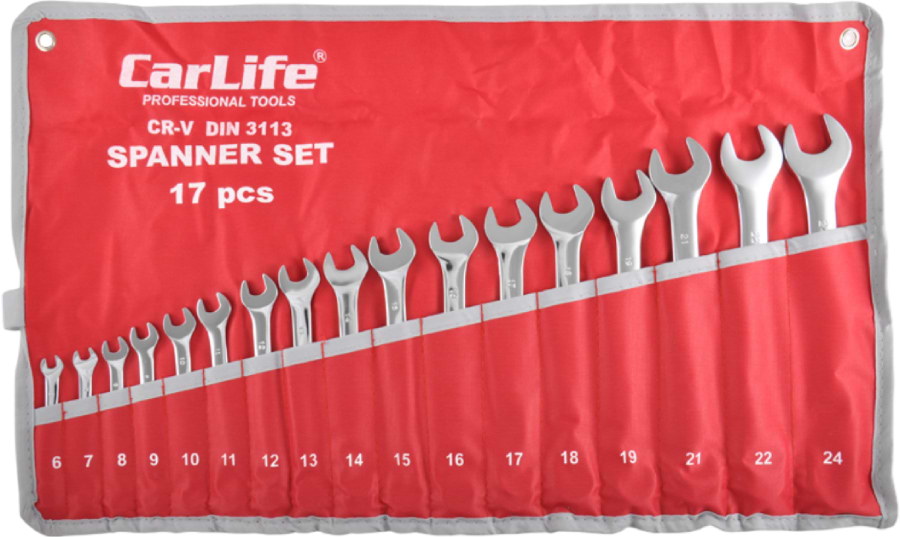 Набор комбинированных ключей CarLife CR-V 6-24 мм 17 шт. (WR4217)