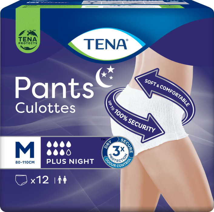 Одноразові підгузки-трусики Tena для дорослих Pants Plus Night Medium 12 шт. (7322540839913) - Фото 1