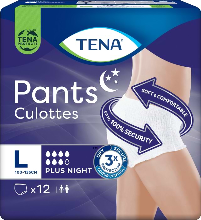 Одноразові підгузки-трусики Tena для дорослих Pants Plus Night Large 12 шт. (7322540839920) - Фото 1